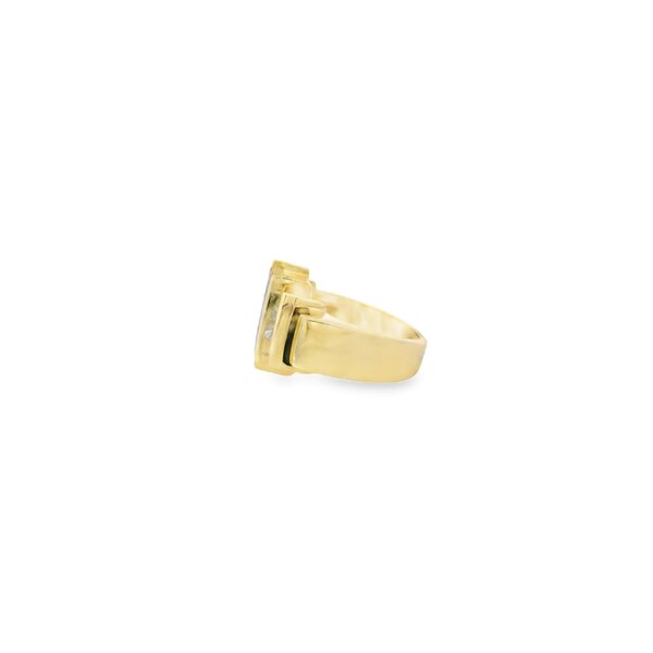 14K Yellow Gold 1970's .50ct Diamond & Black Onyx Deco Inspired Ring Size 5.25
