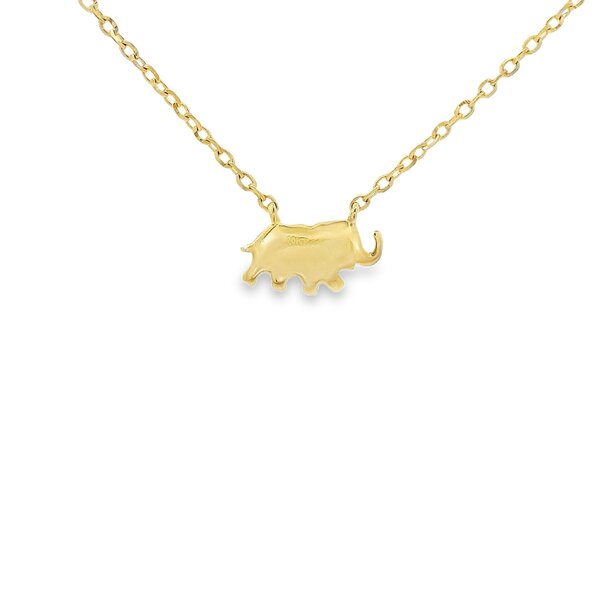 10K Yellow Gold .01ct Diamond Split Chain Elephant Necklace 16"-17"-18"