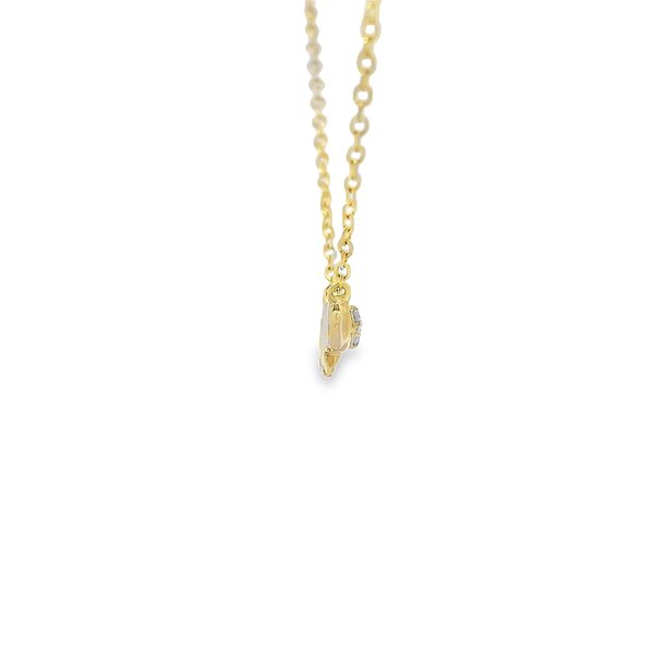 10K Yellow Gold .01ct Diamond Split Chain Elephant Necklace 16"-17"-18"