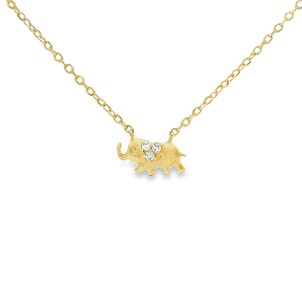 10KY .01ct Split Chain Elephant Necklace 16"-17"-18"