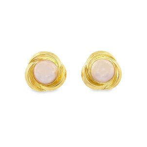 14KY 1970's 15mm Mabe Pearl Omega Post Earrings