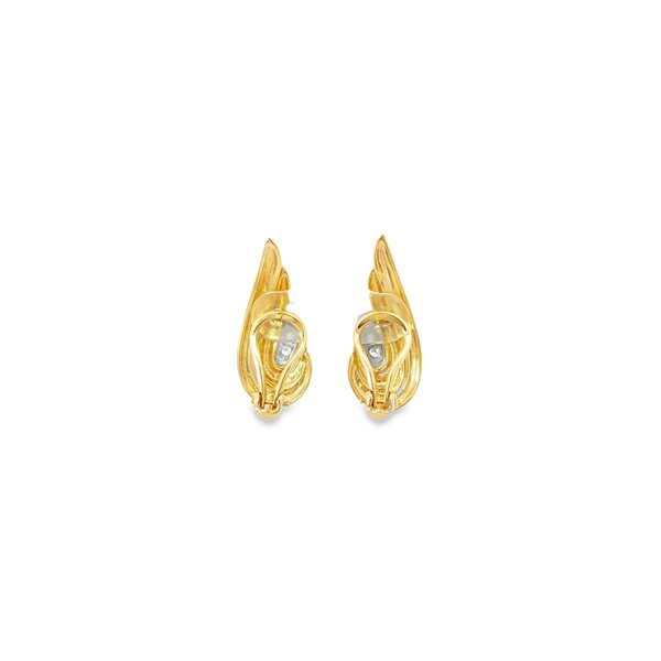 14K Yellow Gold 1980's .20ct Diamond Wing Climber Omega Post Earrings