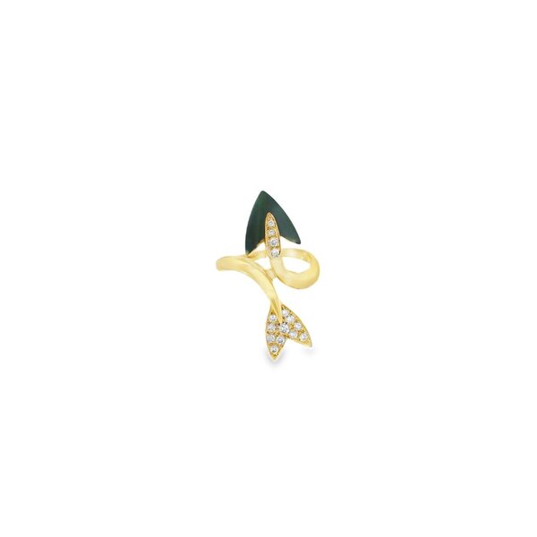 14K Yellow Gold Estate .15ct Diamond & Black Onyx Arrow Ring Size 8.5