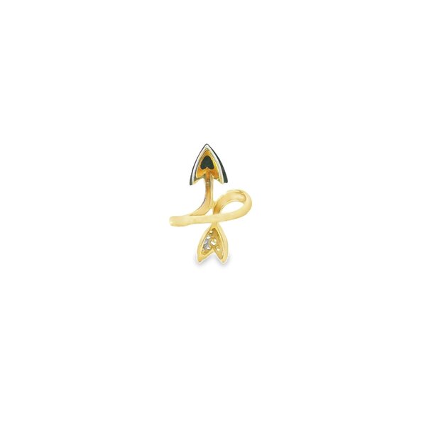 14K Yellow Gold Estate .15ct Diamond & Black Onyx Arrow Ring Size 8.5