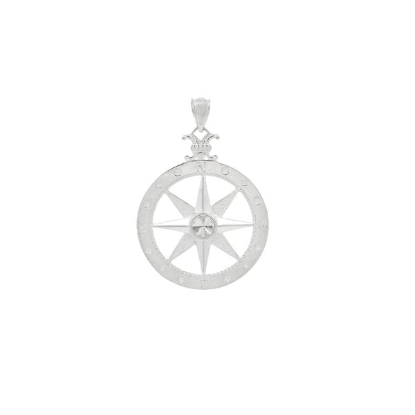 Sterling Silver Diamond Cut Compass Rose Pendant