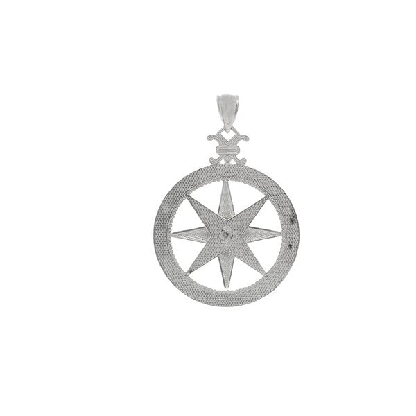 Sterling Silver Diamond Cut Compass Rose Pendant