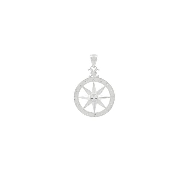 Sterling Silver Diamond Cut Compass Rose Pendant