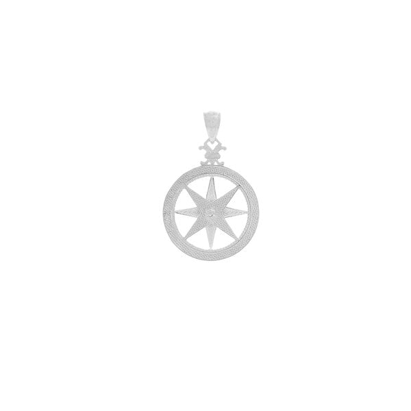 Sterling Silver Diamond Cut Compass Rose Pendant