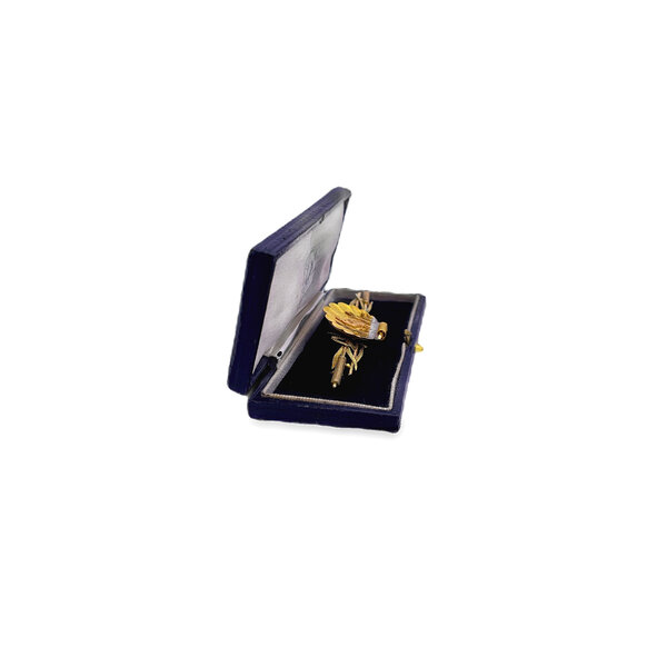 14K Yellow, White, and Rose Estate Toye & Co Heron & Reed Pin with Original Box