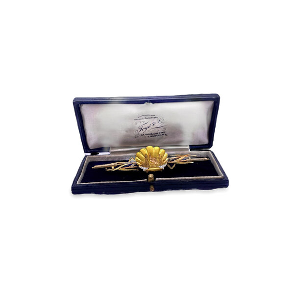 14K Yellow, White, and Rose Estate Toye & Co Heron & Reed Pin with Original Box