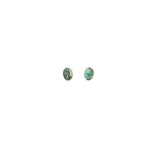 SS 10x8mm Oval Abalone Post Earrings