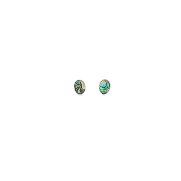 Sterling Silver 10x8mm Oval Abalone Post Earrings