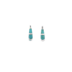 SS 6x20mm Oval Turquoise Inlay Hoop Earrings