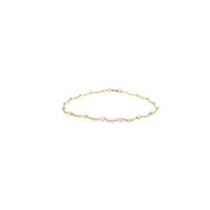 GF/SS Chain Link & Beaded Bracelet 6.75"