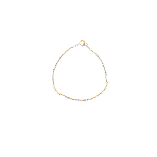 Gold Filled/Sterling Silver Chain Link & Beaded Bracelet 6.75"