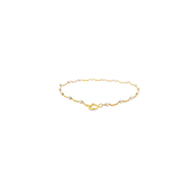 Gold Filled/Sterling Silver Chain Link & Beaded Bracelet 6.75"