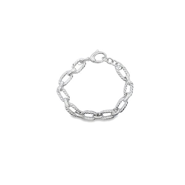 Sterling Silver 11mm Rope Oval link Bracelet 8"-8.5" Adjustable