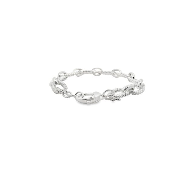 Sterling Silver 11mm Rope Oval link Bracelet 8"-8.5" Adjustable