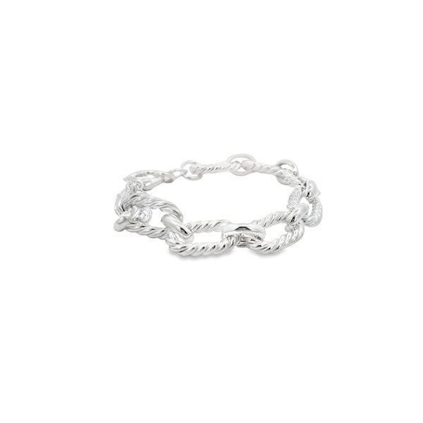 Sterling Silver 11mm Rope Oval link Bracelet 7"-7.5" Adjustable