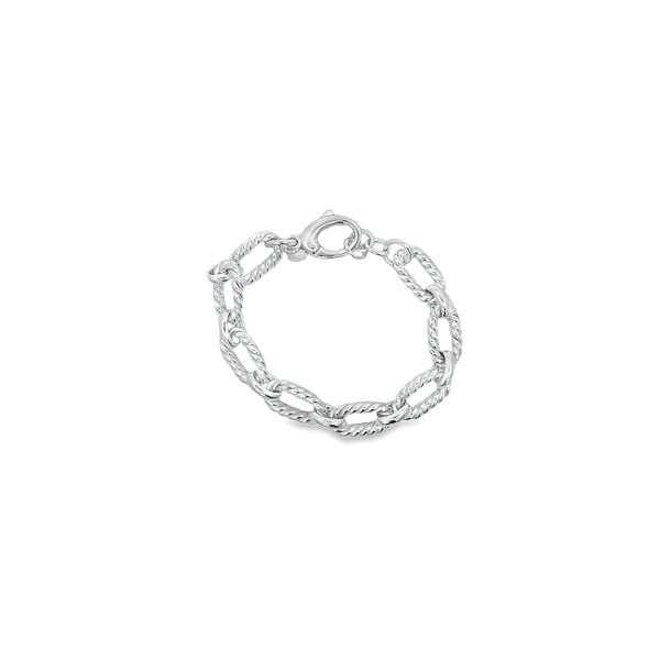 Sterling Silver 11mm Rope Oval link Bracelet 7"-7.5" Adjustable