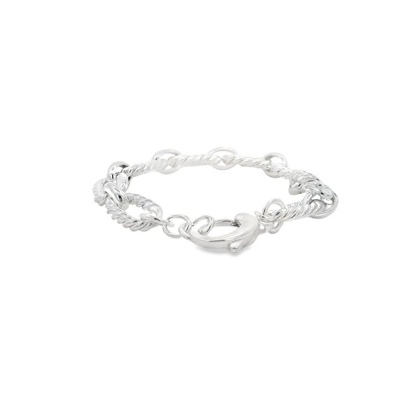Sterling Silver 11mm Rope Oval link Bracelet 7"-7.5" Adjustable