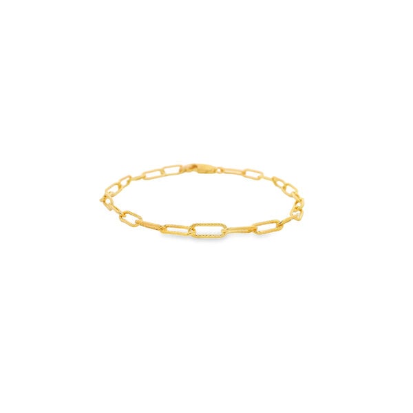 Gold Filed 3mm Textured Paperclip Bracelet 6.75"