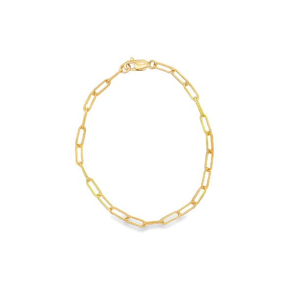 Gold Filed 3mm Textured Paperclip Bracelet 6.75"