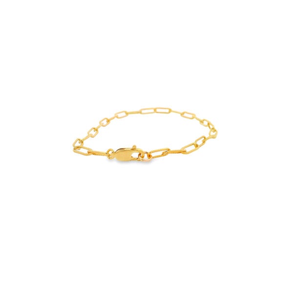 Gold Filed 3mm Textured Paperclip Bracelet 6.75"