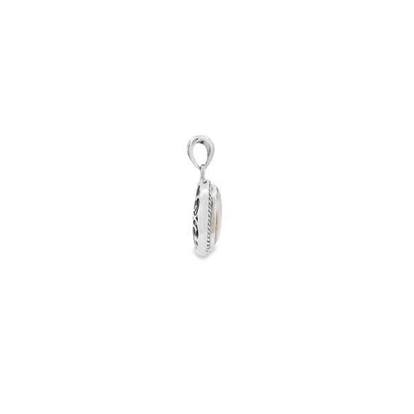 Sterling Silver Square Mother of Pearl Rope Edge Pendant 39x25mm