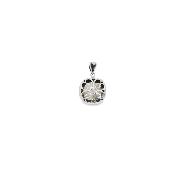 Sterling Silver Square Mother of Pearl Rope Edge Pendant 39x25mm