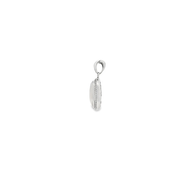 Sterling Silver Square Mother of Pearl Rope Edge Pendant 39x25mm