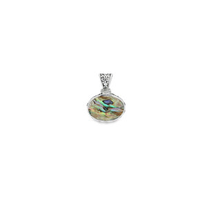 SS Oval Abalone  Pendant 30x24mm