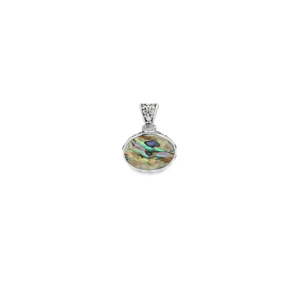 Sterling Silver Oval Abalone Pendant 30x24mm