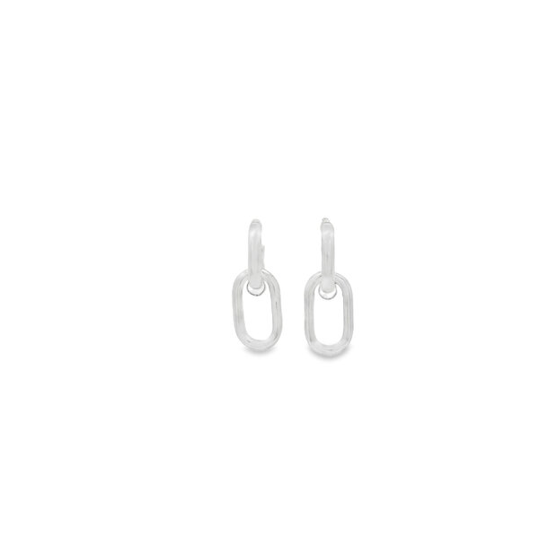 Sterling Silver 3mm Double Paperclip Post Dangle Earrings 32mm Length