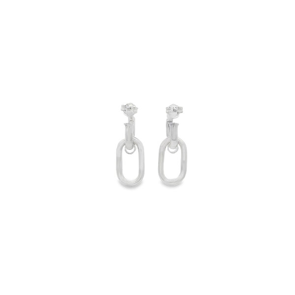 Sterling Silver 3mm Double Paperclip Post Dangle Earrings 32mm Length