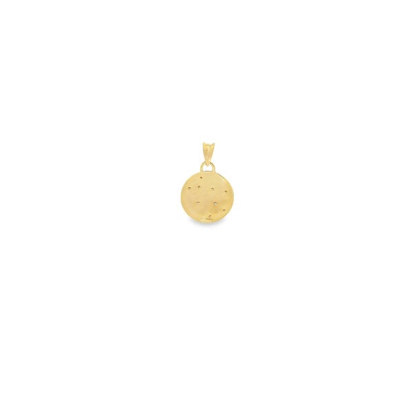 10K Yellow Gold .14ct Diamond Star Set & Gypsy Set Disc Pendant