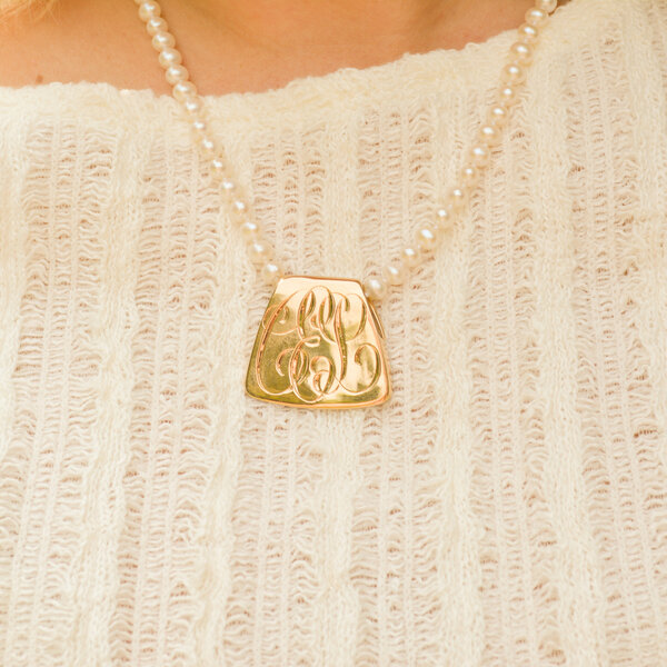 14K Yellow Gold Large Slide with Hand Engraving