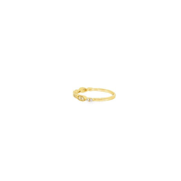 14K Yellow Gold .25ct Diamond Milgrain Marquise Shaped Stackable Band Size 6.75