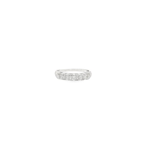 14K White Gold Late 1950's 5 Stone .40ct Diamond Band Size 7
