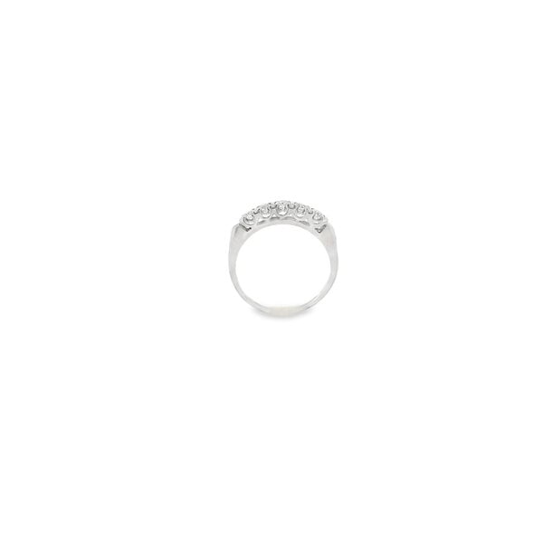 14K White Gold Late 1950's 5 Stone .40ct Diamond Band Size 7