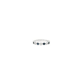14KW .22ct Dia .36ct Sapp Bezel Set Bubble Band Sz 6.5