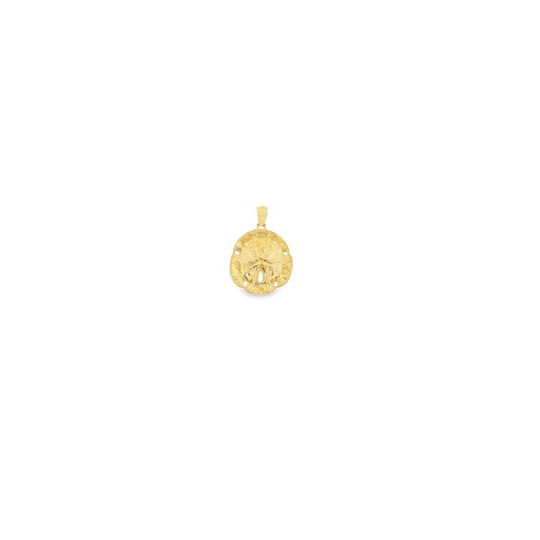 14K Yellow and White Gold Diamond Cut Brushed Sand Dollar Small