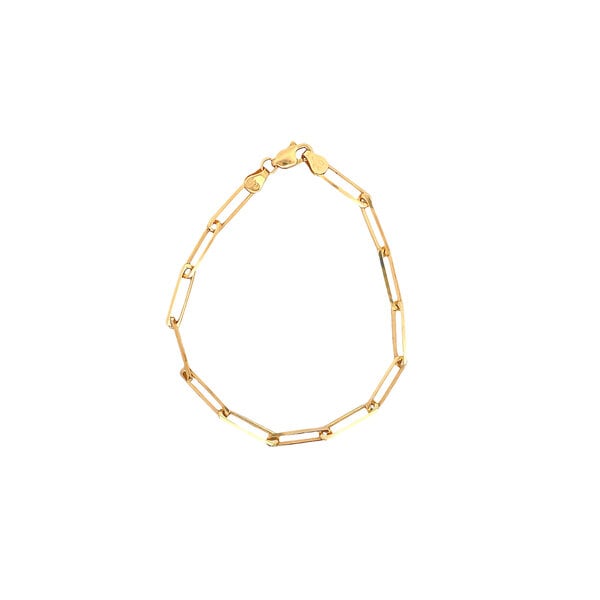 14K Yellow Gold 3.7mm Paperclip Bracelet 7"