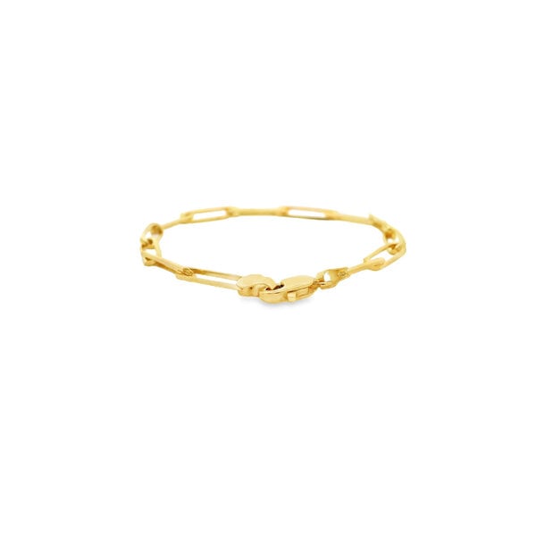 14K Yellow Gold 3.7mm Paperclip Bracelet 7"