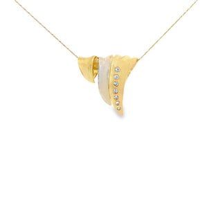14KY 1970's-80's .25ct Dia Structural Pendant 26x26mm