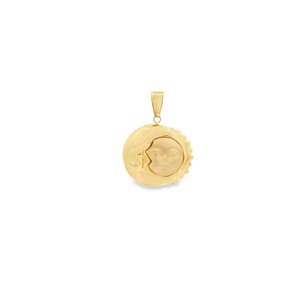 14KY Puffy Sun & Moon Pendant 30x22