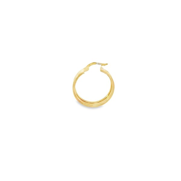 14K Yellow Gold 25x5mm White Enamel Hoops