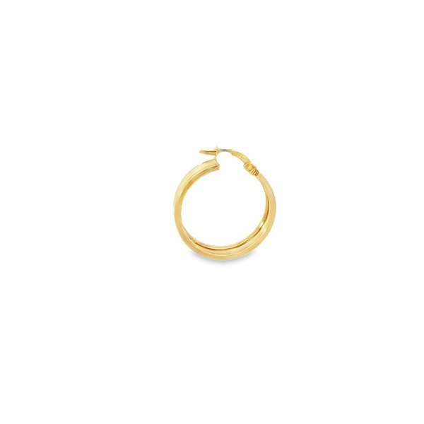 14K Yellow Gold 25x5mm White Enamel Hoops