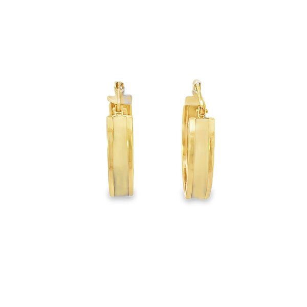 14K Yellow Gold 25x5mm White Enamel Hoops