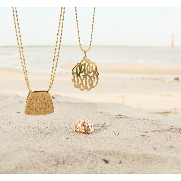14K Yellow Gold Cut Out Monogram Script Pendant